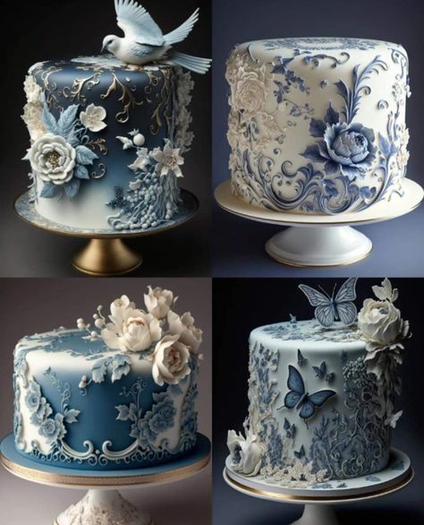 Beautiful Cakes - Blogs & Forums Blue And White Cakes, Fantasy Cakes, Cakes With Flowers, Cakes Decorated, Giraffe Cakes, Beauty Pie, Fantasy Cake, Fabulous Cakes, Beautiful Cake Designs