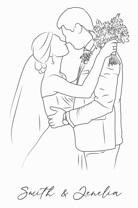 Wedding Line Drawing, Wedding Drawing Couple, Bride And Groom Sketch, Marriage Drawing, Wedding Sketch, Cute Owls Wallpaper, Embroidery Hoop Art Diy, Wedding Drawing, Hand Embroidery Patterns Free