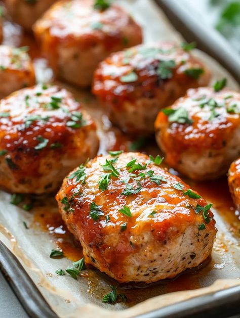 If you’re searching for a dinner option that’s both comforting and packed with flavor, look no further than these Baked Garlic Parmesan Chicken Meatloaves! Imagine tender chicken loaves infused with the creamy goodness of Parmesan cheese and a delightful hint of garlic. This dish is perfect for busy weeknights or cozy family gatherings. Inspired by traditional meatloaf, this recipe takes a modern twist with the use of ground chicken, making it lighter yet equally satisfying. Mini Chicken Meatloaf, Garlic Parmesan Chicken Meatloaf, Chicken Parmesan Meatloaf, Chicken Meatloaf Recipe, Chicken Loaf, Baked Garlic Parmesan Chicken, Traditional Meatloaf, Chicken Meatloaf, Baked Garlic