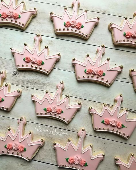 Funfetti Birthday Party, Funfetti Birthday, Crown Cookies, Princess Cookies, Royal Iced Cookies, Sugar Cookie Royal Icing, Princess Tea Party, Disney Princess Birthday