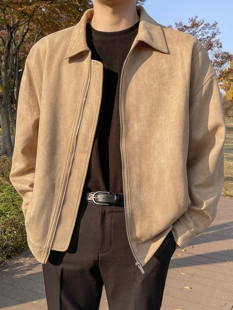 Guy Outfits Fall, Beige Jacket Outfit Men, Brown Jacket Outfit Men, Beige Outfit Men, Mens Outfits Aesthetic, Summer Jacket Men, Khaki Jacket Outfit, Beige Jacket Outfit, Lucifer Wings