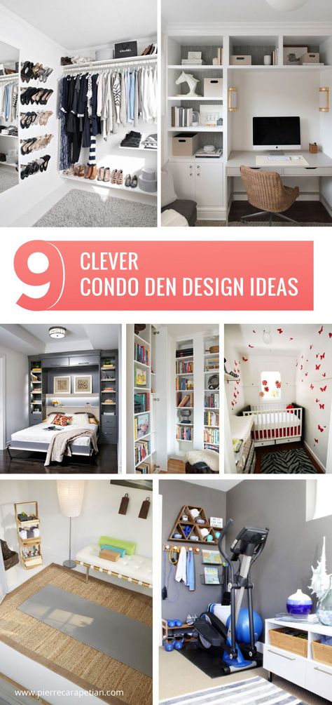 Not all dens are created equal. Get inspired by these 9 clever condo den design ideas to get the most out of your Toronto condo. Condo Den Ideas, Small Condo Living, Small Condo Decorating, Den Design, Den Decor, Cheap Bedroom Decor, Buying A Condo, Toronto Condo, Condo Interior Design