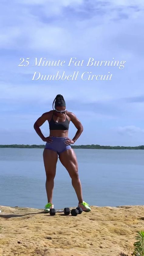 25 minute fat burning dumbbell circuit. 1/2 mile run as a warm up. 30 seconds work each exercise then 15 seconds rest between each exercise. 60 seconds rest in between each set. Subscribe to@my YouTube channel for full length videos! #motivation #fitness #fitnessmotivation | Nicci Robinson | Skrillex · Hydrate Nicci Robinson, Subscribe To My Youtube Channel, Motivation Fitness, Fitness Coach, 60 Seconds, Health Goals, Full Potential, Cardio Workout, Personal Training