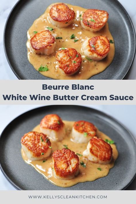 Shrimp Beurre Blanc, White Sauce Shrimp, Pureed Sauce Recipes, White Wine Beurre Blanc Sauce, Crab In Cream Sauce, Champagne Butter Sauce, Shrimp White Wine Sauce, Berblonk Sauce, Citrus Buerre Blanc Sauce