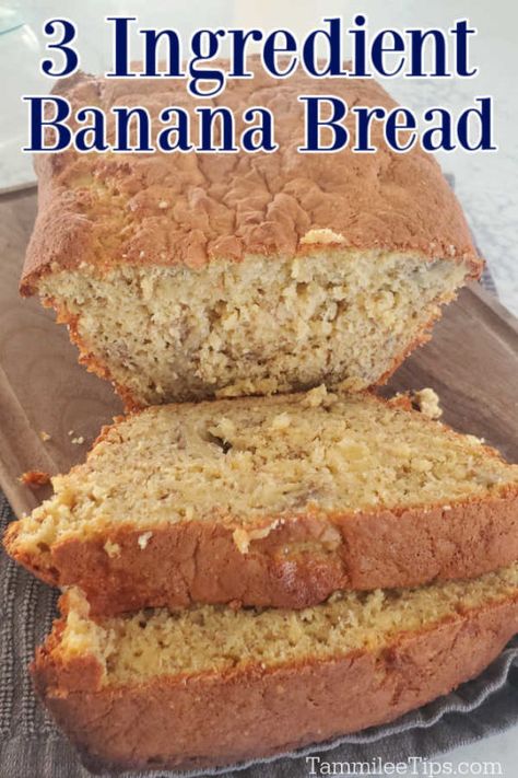 Easy Cake Mix Recipes, Crockpot Banana Bread, 3 Ingredient Banana Bread, 3 Ingredient Banana Bread Recipe, Banana Bread Recipe Video, Sunday Dessert, Bread Recipe Video, Three Ingredient Recipes, Banana Bread Recipe Moist