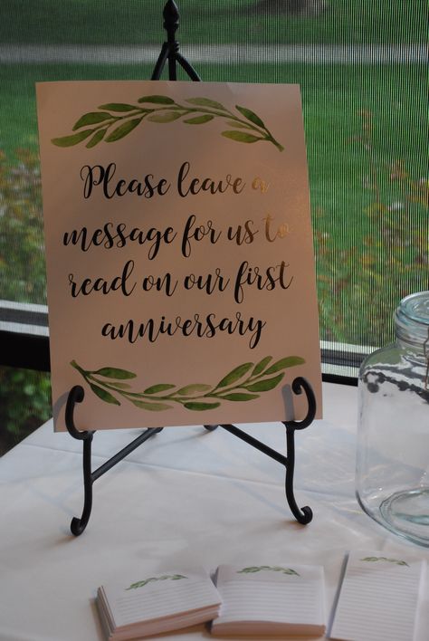 Please leave a message for us to read on our first anniversary. First Wedding Anniversary Decorations, Leave Us A Message Wedding, First Anniversary Message, Engagement Entrance Board, Wlw Wedding, Our First Anniversary, Anniversary Letter, Kansas Wedding, Reception Activities