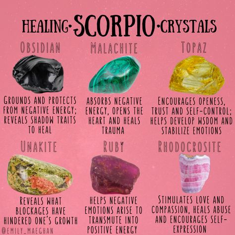 Here are somd crystals to heal and balance the intense and powerful energies of Scorpio✨❤️♏️ #scorpioseason #scorpios #crystallove #healingcrystals #crystalsandgemstones #crystalmagic #gemstones #crystalsforbeginners #zodiacsign #astrologysigns #energyhealing Gemstones For Scorpio, Scorpio Crystals And Stones, Scorpio Crystals Stones, Herbs Of Scorpio, Scorpio Stones And Crystals, Scorpio Herbs, Scorpio Gemstones, Crystals Scorpio, Scorpio Stones