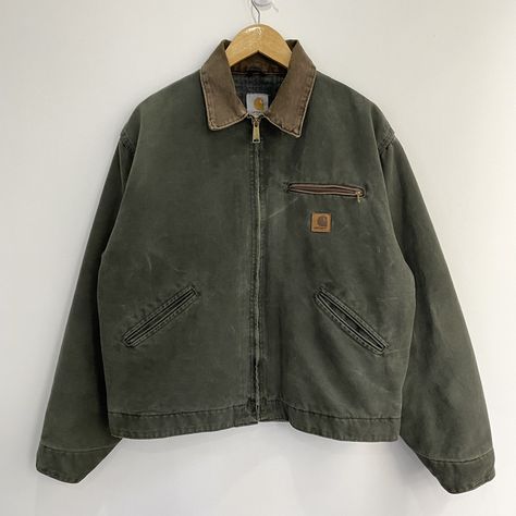 Vintage Vintage green Carhartt detroit jacket | Grailed Carhartt Detroit Jacket Outfit, Green Carhartt Jacket, Carhartt Streetwear, Vintage Carhartt Jacket, Carhartt Detroit Jacket, Detroit Jacket, Carhartt Detroit, Worker Jacket, Olive Jacket