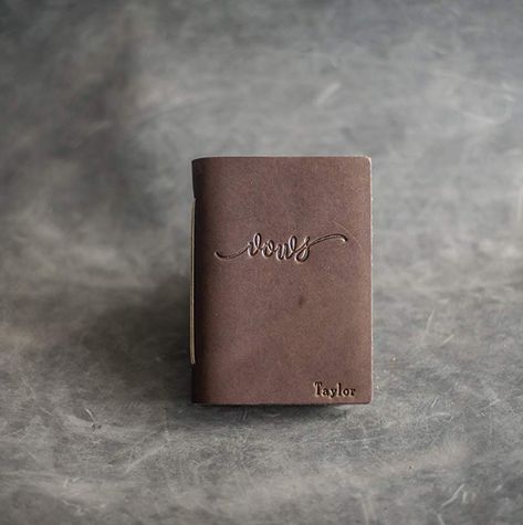 Cute leather vow books would be a nice touch! Or little books that look like passports? Her Vows, Wedding Vow Books, Vow Books, Desert Elopement, Wedding Vow, Pocket Journal, Vow Book, Leather Wedding, Couple Items