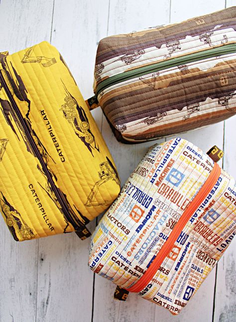 Vintage Caterpillar – Quilted Dopp Kit Tutorial – Riley Blake Designs Dopp Bag Pattern Free, Diy Dopp Kit, Dopp Kit Pattern Free, Quilted Pouch Tutorial, Dopp Kit Pattern, Dopp Kit Tutorial, Quilted Jacket Pattern, Quilted Pouch, Dopp Bag