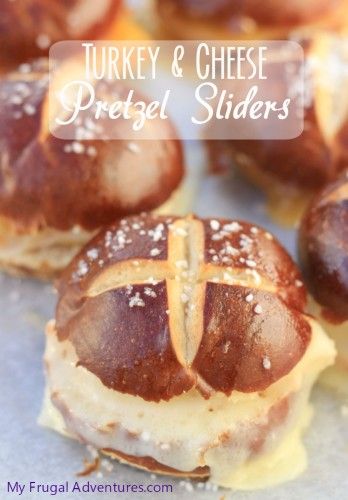 Turkey And Cheese Pretzel Sliders, Late Lunch Party Ideas, Turkey Sliders On Pretzel Rolls, Sliders Recipes Pretzel Rolls, Pretzel Slider Buns, Pretzel Bread Sandwich Ideas, Pretzel Roll Sliders Recipes, Pretzel Rolls Sandwich, Pretzel Bread Sliders