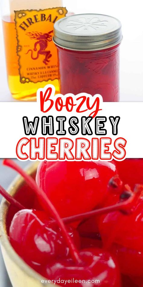 Cherry Soaked In Alcohol, Drunken Cherries Recipe, Fireball Mixed Drinks, Fireball Drinks Recipes, Fireball Whiskey Recipes, Maraschino Cherries Recipes, Marachino Cherries, Fireball Drinks, Cherry Recipe