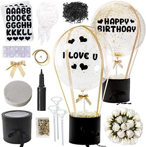 Amazon.com: Blooming Bobo Balloon Black Surprise Gift Box for Women / Men, Mock Flowers w/ 2-Tier, Clear Latex Bubble Balloon, 33 Pcs Gift Kit to Create the Perfect Present for Birthday, Anniversary, Valentines, Christmas : Home & Kitchen 33 Birthday Ideas, 33 Birthday Ideas Women, Birthday Ideas Women, 33 Birthday, Surprise Gift Box, Bobo Balloon, Balloon Surprise, Balloon Bouquet Diy, Gift Box For Women