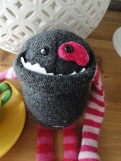 Sock Monster, Sock Doll, Sock Dolls, Monster Toys, Sock Toys, Recycled Sweaters, Recycled Sweater, Diy Socks, Sock Crafts