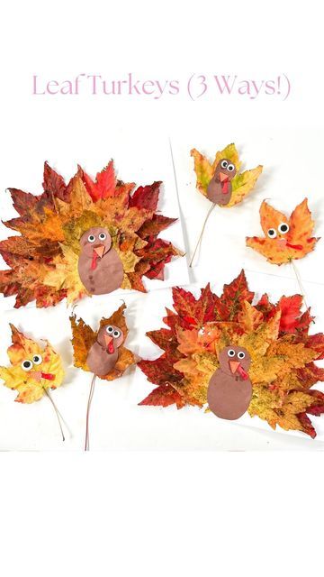 Turkey Crafts With Leaves, Nature Turkey Craft, Turkey Leaf Crafts For Kids, Turkey Out Of Leaves Craft, Turkey Leaves Craft, Leaf Turkey Craft For Kids, Turkey With Leaves Craft, Turkey Construction Paper, Construction Paper Turkeys