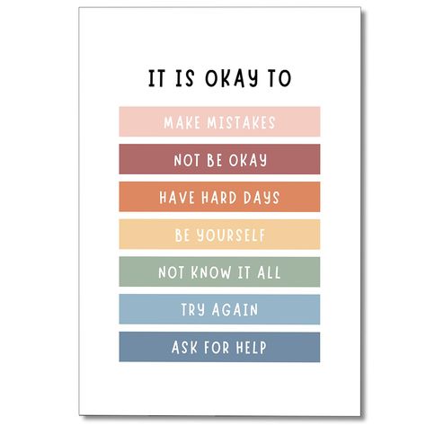 PRICES MAY VARY. Inspirational and Empowering: Our "It's Okay to Not Be Okay" poster delivers an inspirational message that encourages self-acceptance and empowers students. With its boho chic design, it adds a positive and uplifting atmosphere to any classroom or playroom. Thoughtful Classroom Decor: Elevate your classroom decor with this boho-inspired wall art that complements any educational setting. The motivational quote serves as a reminder to embrace individuality and be confident in ones Affirmations Wall Decor, Decor For Classroom, Motivational Quotes For Teachers, Art Motivational Quotes, Truthful Quotes, Quotes Teacher, Boho Classroom Decor, Teacher Decor, Affirmations Wall