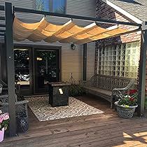 Pergola With Sun Shade, Pergola Metal, Retractable Pergola Canopy, Grape Trellis, Sun Shade Canopy, Pergola Aluminium, Rustic Patio, Grill Gazebo, Retractable Pergola