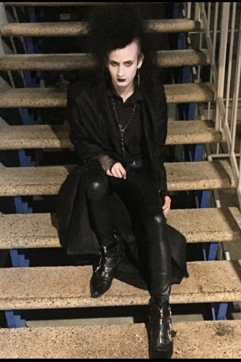 Religious as hell Male Trad Goth Fashion, 80s Trad Goth Outfits Men, 80s Trad Goth Men, Trad Goth Mens Fashion, Men Goth Outfit, Trad Goth Outfits Masc, 80s Goth Men, Trad Goth Outfits Men, 80s Goth Outfits