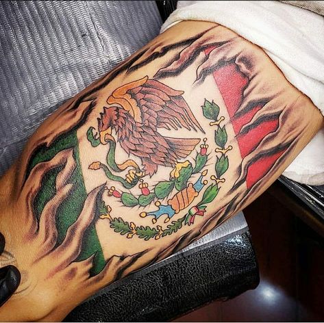 Mexican Flag Tattoos For Women, Mexican Flag Tattoos, Rosary Tattoo On Hand, Aztec Tattoos Sleeve, Mexico Tattoo, Flag Tattoos, Aztec Tattoos, Mexican Tattoo, Mexican Art Tattoos