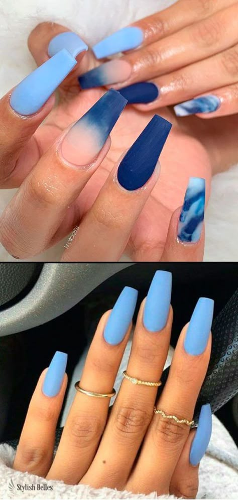 Blue Coffin Nails, Blue Acrylic Nails, Cute Acrylic Nail Designs, Coffin Nails Long, White Nail, Acrylic Nails Coffin Short, Summer Acrylic Nails, Acrylic Nails Coffin, Fire Nails