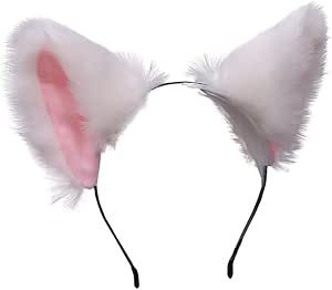 ccHuDE Cute Cat Ears Headband Long Fur Fox Ears Cosplay Headband with Bells Headwear Hairband for Party Costume Halloween Hairhoop White Pink Pink Cat Ears, Ears Cosplay, Cute Cat Ears, Fur Costume, Cat Ears Headband, Fur Headband, Halloween Headband, Fox Ears, Head Wrap Scarf