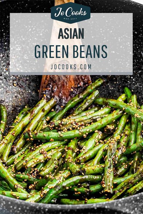 Asian Green Bean Recipes, Szechuan Green Beans, Chinese Green Beans, Asian Green Beans, Spicy Green Beans, Chinese Buffet, Jo Cooks, Sweet And Spicy Sauce, Easy Side Dish