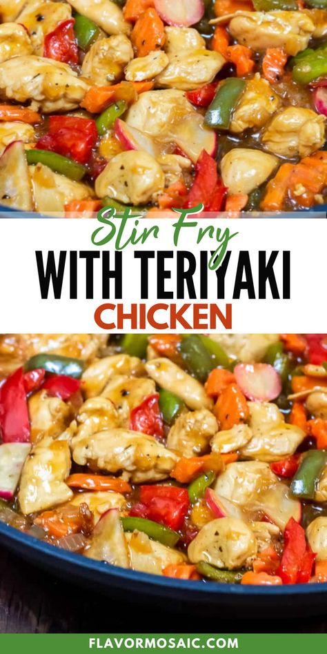 This stir fry with teriyaki chicken is a fast, easy, healthy, and delicious Asian stir fry with chicken and vegetables in a flavorful teriyaki sauce that can be on the table in 20 minutes. This 20 minute recipe makes a family friend meal perfect for busy weeknights! Click through to the blog for all the details. Stir Fry With Chicken, Teriyaki Chicken Stir Fry, Asian Stir Fry, Chicken Stir Fry, Teriyaki Sauce, Teriyaki Chicken, Family Friend, Chicken And Vegetables, Stir Fry