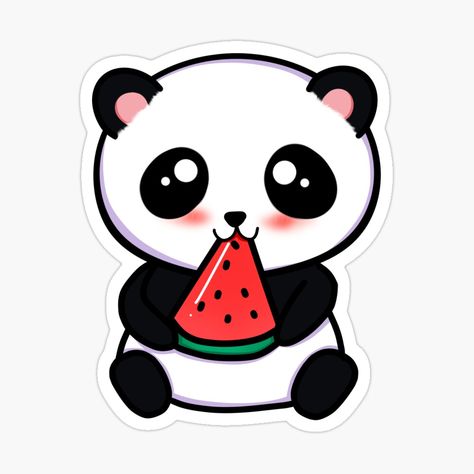 Get my art printed on awesome products. Support me at Redbubble #RBandME: https://www.redbubble.com/i/sticker/Panda-Eating-Watermelon-by-ButterflyX/56222105.EJUG5?asc=u Panda Eating, Eating Watermelon, Panda Drawing, Cute Panda, Panda Bear, Watermelon, For Sale, Kawaii