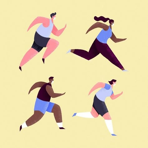 Running Illustration, Running Art, Illustration Story, Morning Cartoon, Sport Illustration, Book Illustration Art, Character Poses, Medical Masks, People Illustration