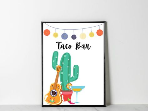 printable download taco bar sign for parties Taco Bar Sign, Fiesta Sign, Margarita Bar, Fiesta Birthday Party, Fiesta Theme Party, Download Sign, Fiesta Theme, Taco Bar, Fiesta Birthday