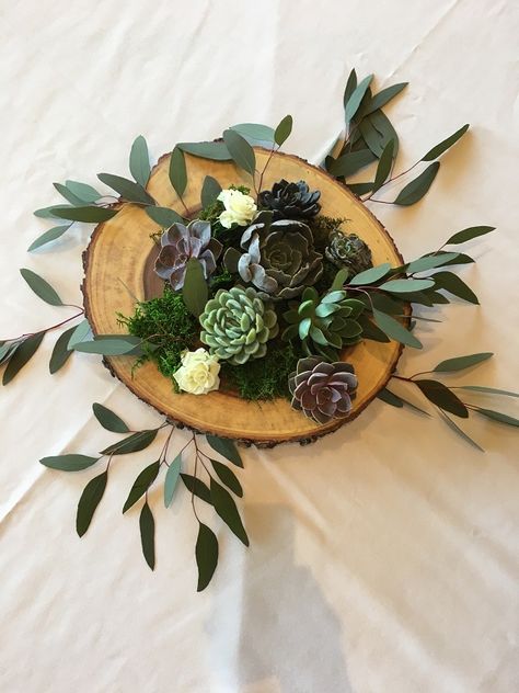 Succulent Arrangements Centerpieces, Small Succulent Centerpiece, Small Eucalyptus Centerpieces, Succulent Party Theme Centerpieces, Plant Table Centerpieces Wedding, Succulent And Eucalyptus Centerpieces, Succulent Table Decor Party, Succulent Theme Party Decor, Rustic Succulent Centerpiece