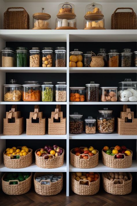 Desain Pantry Dapur, Pantry Room, Pantry Organisation, Organized Pantry, Desain Pantry, House Organisation, Fresh Kitchen, Kitchen Organization Pantry, Kitchen Organisation