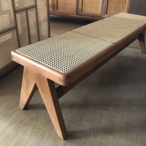 Rattan Bench Seat, Bench Wood Design, Ratan Furniture, Pakistani Furniture, Zen Furniture, Vintage Rattan Furniture, Ikea Bench, Rattan Bench, Wicker Bench