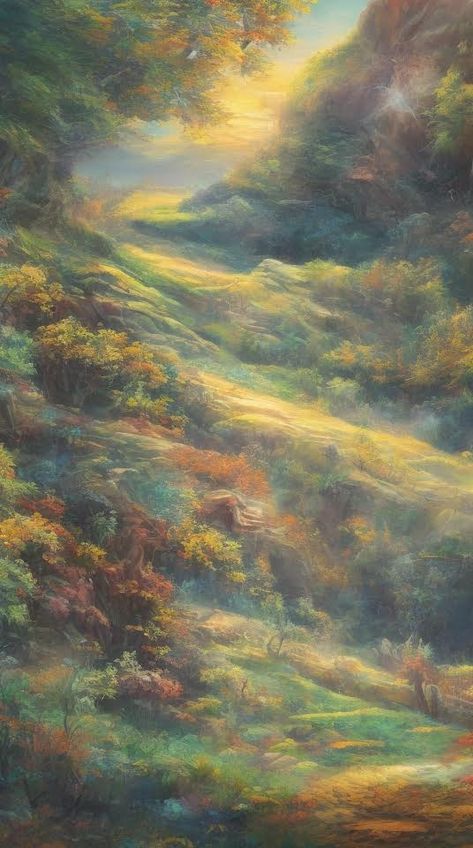 Ethereal Aesthetic Wallpaper Desktop, Aesthetic Landscape Background, Dreamy Paintings, Whimsical Background, Fairy Background, Painting Background, Cottagecore Art, Classic Wallpaper, Landscape Art Painting