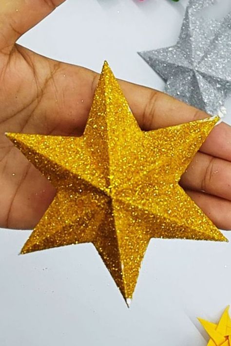 How to make christmas star with paper. Super easy christmas decoration idea .This christmas ornament is made of origami paper. #Star #Christmas #Ornament