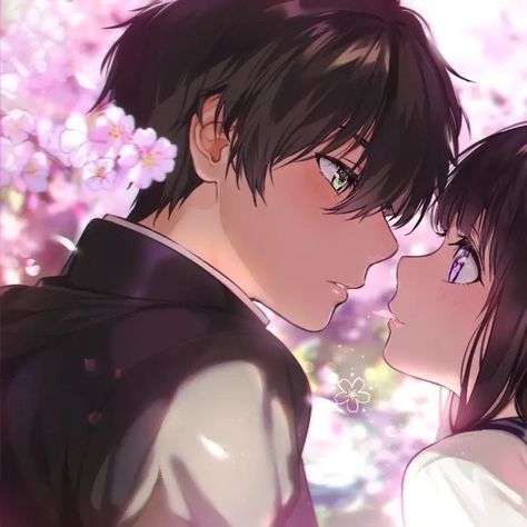 Hyouka Matching, Best Anime Couples, Romantic Anime Couples, Cute Couple Drawings, Manga Cute, Cute Anime Profile Pictures, Cute Couple Art, Anime Love Couple, Anime Profile