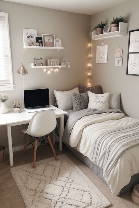 Room Ideas Aesthetic Small Rooms, Really Small Bedroom Ideas, Mini Room Ideas, Ideas De Cuartos Aesthetic, Bedroom Setup Ideas Layout, Bedroom Ideas For Teenage Girl Rooms, Small Room Makeover, Bedroom Ideas For Small Rooms Cozy