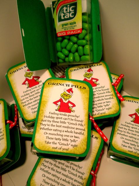 Looking for a twist to your holiday gathering? How about a themed How the Grinch Stole Christmas  party? The link below has some interest... Grinch Pills, Grinch Party, Grinch Svg, Christmas Goodies, Grinch Christmas, Noel Christmas, Craft Fair, Gag Gifts, Christmas Craft