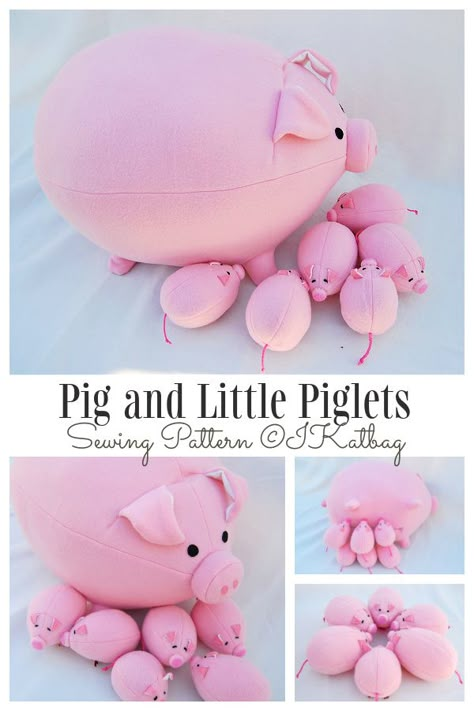 DIY Plush Pig Free Sew Pattern & Tutorial | Fabric Art DIY Diy Plush, Pig Plushie, Diy Sy, Sewing Creations, Memory Bears, Sock Crafts, Animal Sewing Patterns, Sewing Stuffed Animals, Fabric Toys