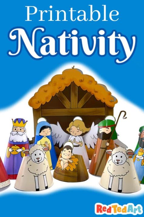 Free Printable Christmas Nativity Colouring Page - Red Ted Art Nativity Crafts Free Printable, Nativity Crafts For Kids Free Printables, Nativity Scene Free Printable, Nativity Printables Free, Printable Nativity Scene Free, Nativity Printables, Christmas Nativity Images, Printable Nativity, Nativity Characters