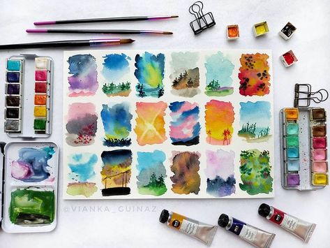 Paintings Sunset, Practice Watercolor, Markers Drawing Ideas, Not Caring, Artwork Watercolor, Watercolor Sketchbook, Interactive Art, Watercolor Art Lessons, Sunset Art