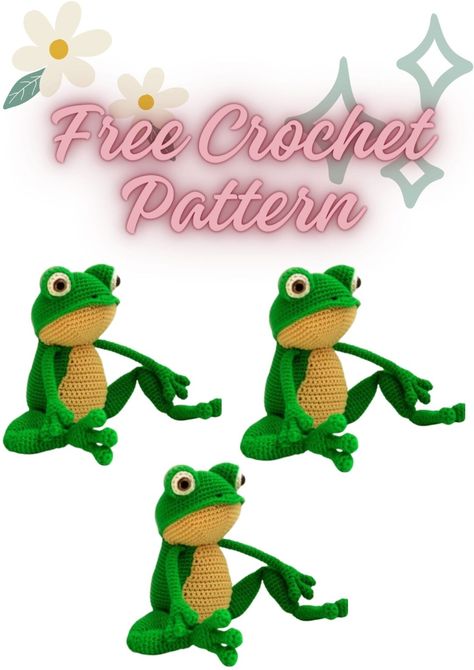 Amigurumi Frog Free Crochet Pattern - Amıgurum.com Free Toad Crochet Pattern, Crochet Frogs Free Patterns, Crochet Turtle Pattern Free, Frog Knitting, Crochet Frog Pattern, Amigurumi Frog, Crochet Turtle Pattern, Crochet Fish, Animal Knitting Patterns