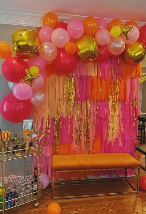 30th Birthday Backdrop Ideas, 21st Birthday Backdrop, Princess Jasmine Birthday, Coachella Party, Birthday Backdrops, Sunset Party, Jasmine Birthday, Gender Reveal Party Theme, Party Photo Backdrop