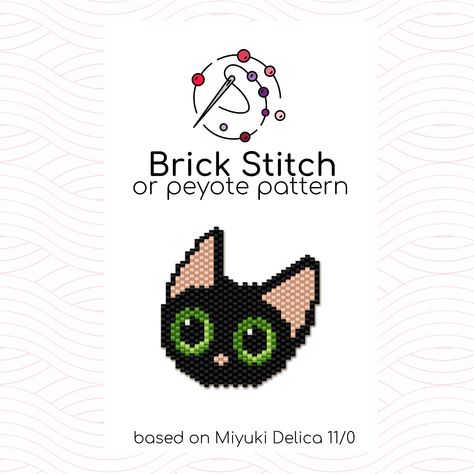 Cat Bead Patterns, Seed Bead Cat, Art Perle, Miyuki Delica Beads, Pendant Keychain, Cat Bead, Brick Stitch Earrings, Design Palette, Brick Stitch Pattern