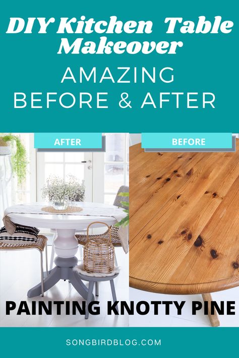 I had no idea.... Painting country pine furniture is so easy. I thought that painting knotty pine is difficult but she explains it so well. I love her pine table makeover! That old dining table is an amazing before and after. Pine Kitchen Table Makeover, Pine Dining Table Makeover, Pine Table Makeover, Paint Pine Furniture, Painting Pine Furniture, Pine Furniture Makeover, Old Dining Table, Pine Table And Chairs, Knotty Pine Kitchen