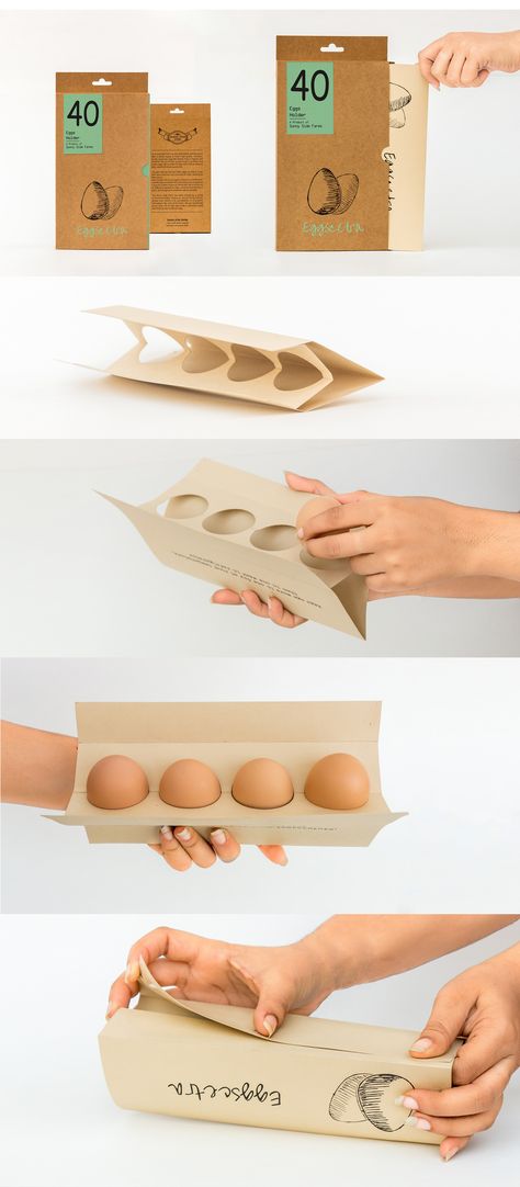 Eggscetra - an egg packaging on Behance Egg Packaging Design, Brand Packaging Design, Egg Packaging, Carton Design, Milk Packaging, Consumer Packaging, Eco Packaging, Organic Eggs, Egg Box