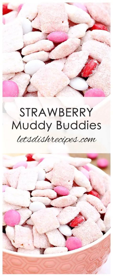 Cake Mix Recipes Chocolate, Muddy Buddies Recipe, Chocolate Pieces, Puppy Chow Recipes, Recipe Strawberry, Chex Cereal, Strawberry Cake Mix, Chex Mix Recipes, Muddy Buddies