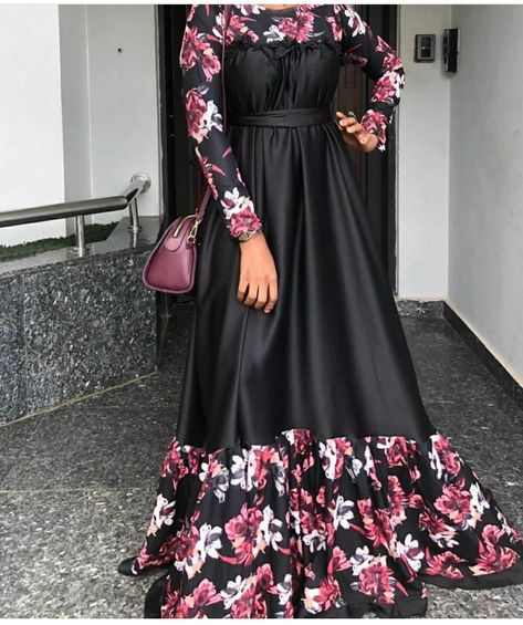 Materials Gown Style, Abaya Styles, Islamic Fashion Dresses, Dress African Print, Ankara Long Gown, मेहंदी डिजाइन, Modest Dresses Fashion, Long African Dresses, Dress Ankara