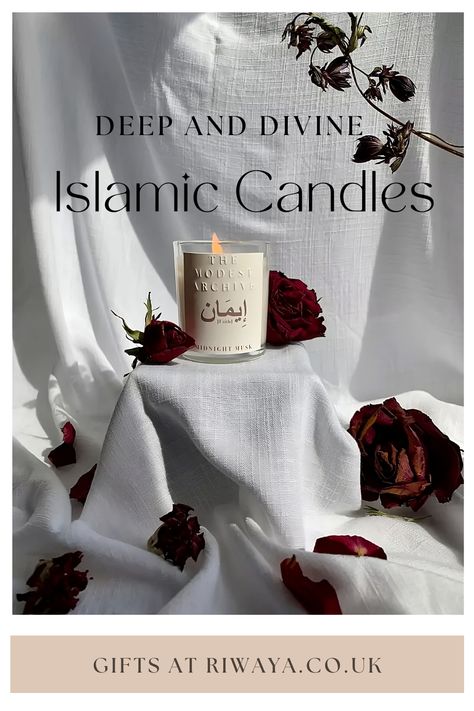 Elegant Islamic Candles, perfect gifts for any occasion - Eid, Ramadan, Birthday gifts or just as a self care treat. Also, lovely finishing touches to any home décor project - elegant yet affordable with a variety of fragrances available. Buy yours today at Riwaya.co.uk Islamic Candles, Oud Candle, Prayer Room Ideas, Musk Scent, Eid Ramadan, Candle Wrap, Handcrafted Candles, Candle Business, Prayer Room