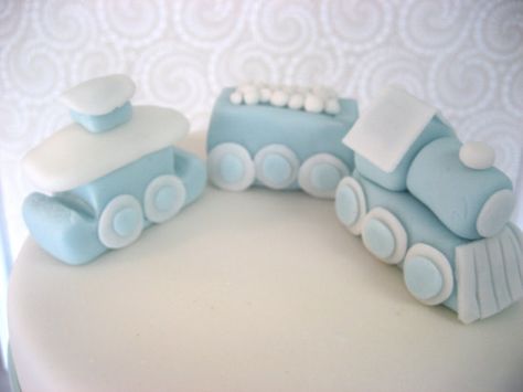 Train CAKE TOPPER - Baby Blue and White - Edible Fondant Birthday, Shower, Wedding Fondant Train, Train Cake Topper, Train Baby Shower, Christening Cake Boy, Car Cake Toppers, Gateau Baby Shower, Topper Fondant, Train Cake, Fondant Cupcake Toppers